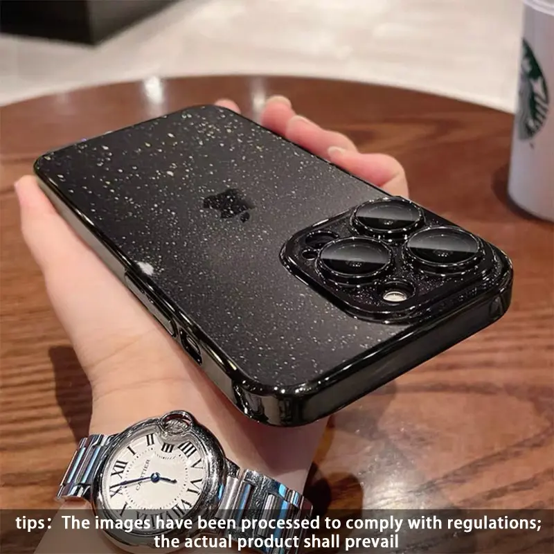 Ultra-Thin Anti-Drop Phone Case Cover with Lens Film, Transparent Star River Glitter Aesthetic Design, Fits iPhone 17 Pro Max, 17, 16 Pro Max, More Models