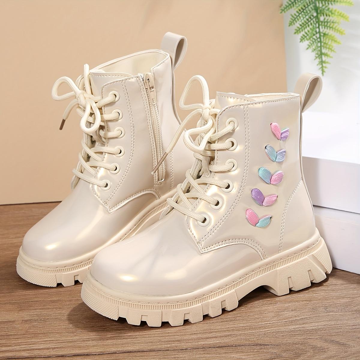 Girls' Casual Fashion Mid-Calf Boots with Lace-Up & Side Zipper Closure - Durable Faux Cover, Round Toe, TPR Sole - Perfect Fall/Winter Outdoor Activities, Casual Wear Boots |                   Playful Design |                   Durable Boots1011