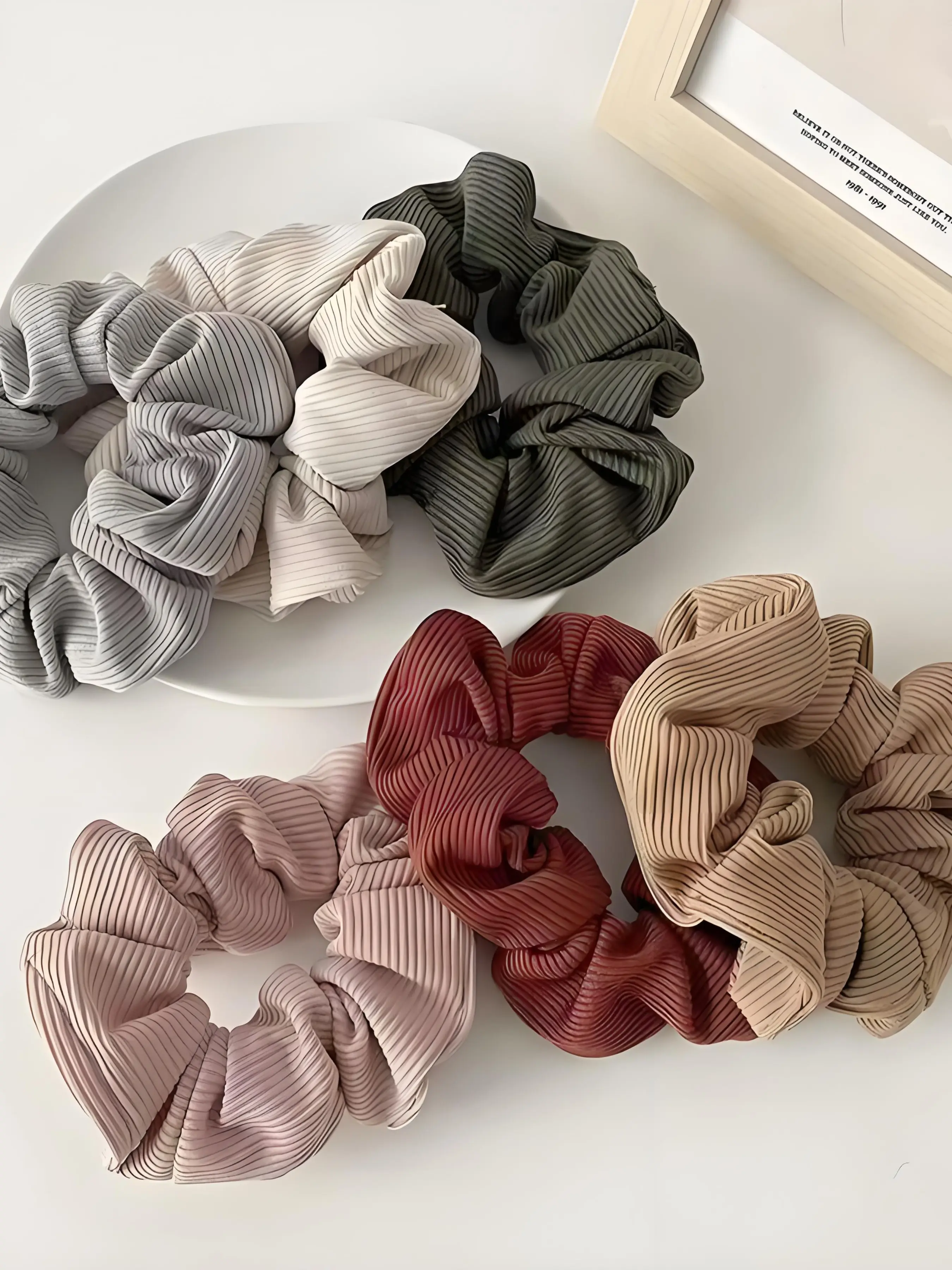 6 Pcs Women's Ribbed Solid Hair Ties, Soft Lightweight Elastic Hair Bands, Sweet Fresh Simple Fashion Accessories, Hair Styling Accessories, Ideal for Daily Wear, Parties, Ponytails, Scrunchies