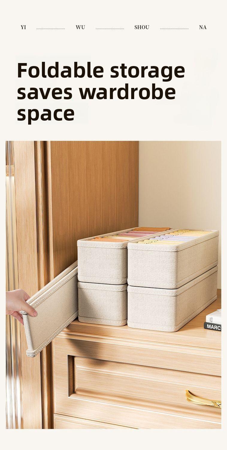 Cotton and linen washable socks underwear storage portable organizer, dormitory home wardrobe artifact multi-functional foldable storage box