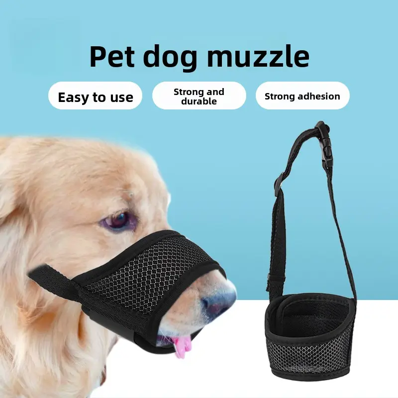 Velcro Dog Muzzle, Adjustable Nylon Muzzle for Small, Medium and Large‑Size Pet Dogs, Anti‑Bite, Anti‑Bark & Anti‑Scavenging