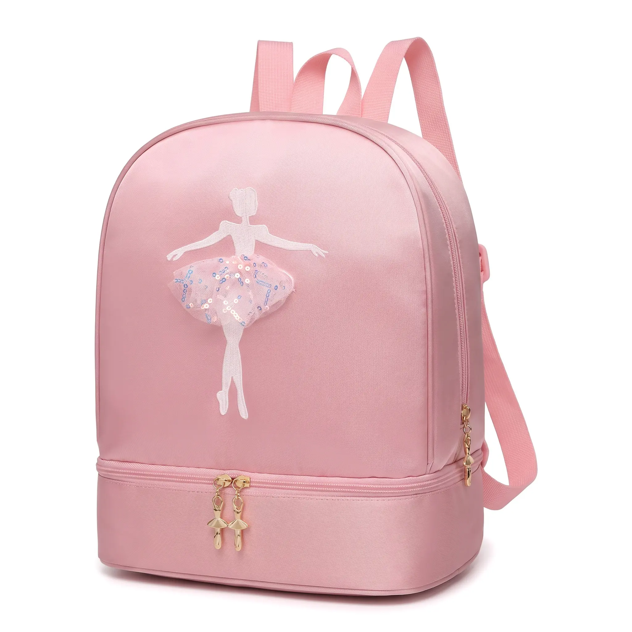 Ballet Dance Backpack, Princess Style with Separate Shoe Compartment, Double-Shoulder Design, Cute Cartoon Print, Sweet Pastel Colors, Cozy Soft Everyday Essential for After-School Training