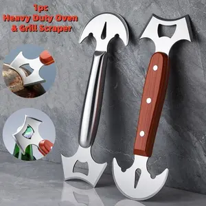 1pc Heavy Duty BBQ Grill and Oven Scraper Knife, Stainless Steel Burnt-on Carbon and Grease Remover Tool, Bristle-Free Cleaning Tool for Grates, Pots and Pans