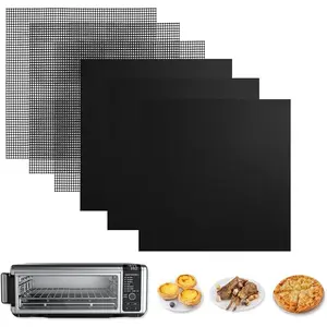 Reusable Air Fryer Liners 12x12inch Non-Stick, Bottom of Toaster Oven Mat, 3x Liners + 3x Mesh Sheets, Baking/Microwave/Grill, 450°F, Pre-Cut Square for Ninja Foodi SP101/SP201/SP301/SP351