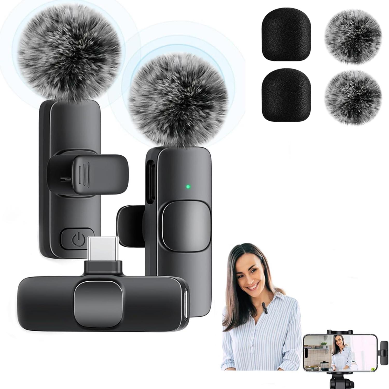 Clip-On Microphone with Type-C and USB Support, Noise Reduction for Clear Audio, Ideal for Recording and Streaming