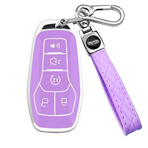 for Ford Key Fob Cover with Keychain, Soft TPU Key Fob Cover Case Shell Compatible with Ford Mustang Fusion F150 Explorer Edge Lincoln MKC MKX MKZ Smart Remote Holder (Pink, 5 Button)