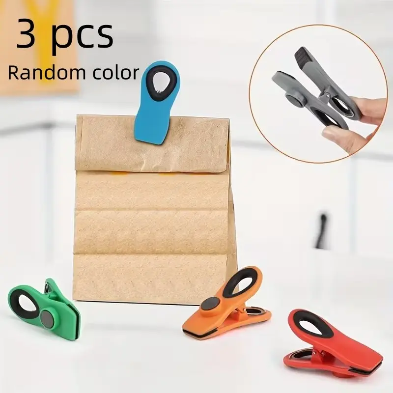 3pcs Food Bag Sealing Clips, Multi-Functional Food Storage Sealers, Moisture & Dust Proof, for Plastic Bags, Kitchen Organization, Kitchen Essential
