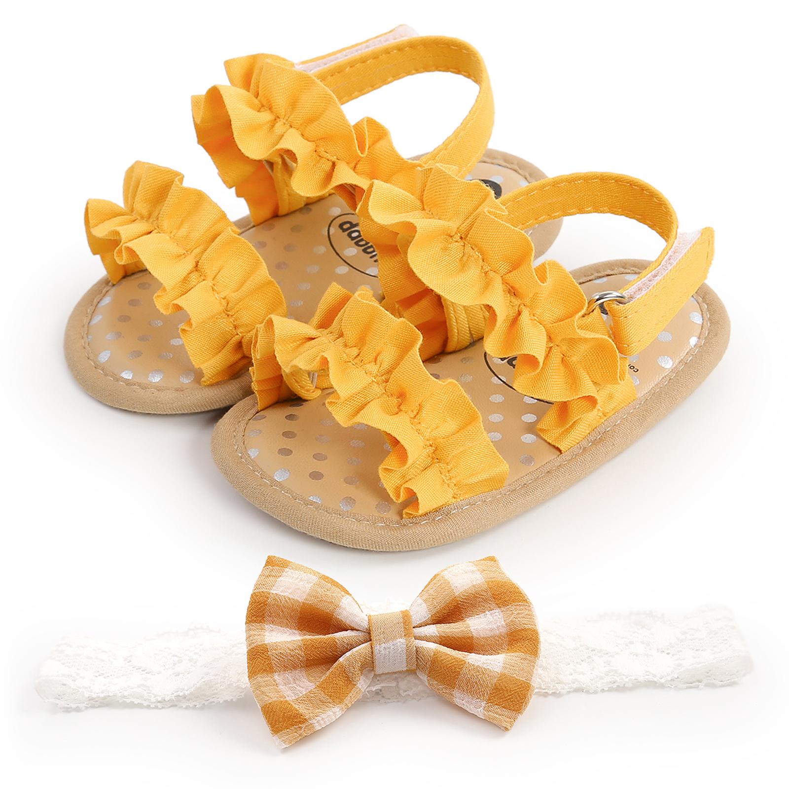 Baby girl summer sandals, non-slip soft-soled ruffle flats, toddler shoes