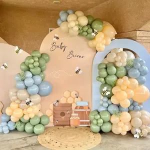 123pcs Vintage Latex Balloons Set, 18/10/5 Inch, Twilight Blue, Matte Skin Tone, Avocado, Sand, Party Decorations