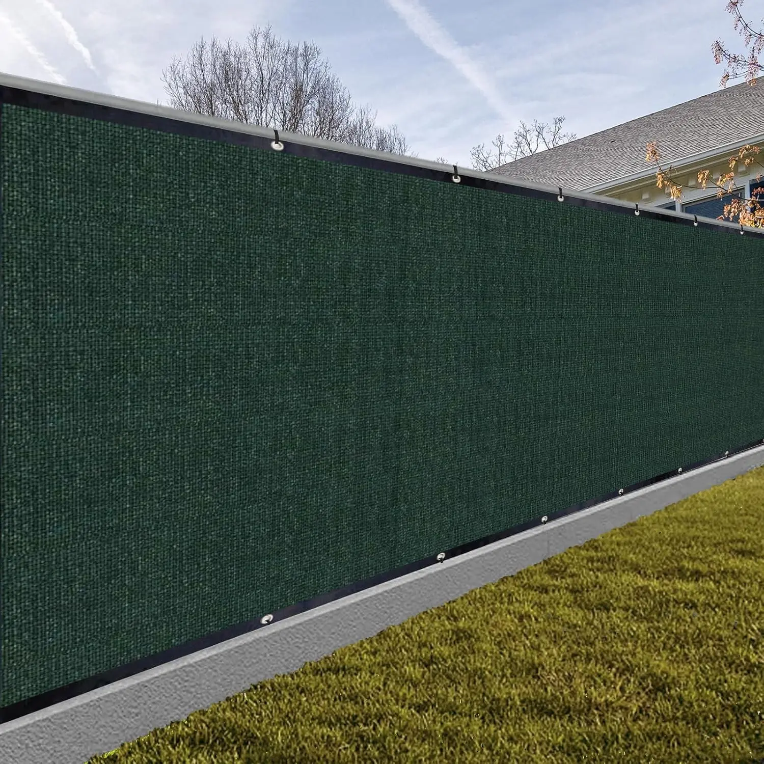 Privacy Screen Fence 4/5/6/8 FT Heavy Duty Dustproof Denoise Fencing Mesh Fabric Shade Net Cover for Outdoor Wall Garden Yard Pool Deck,6' x 50' Dark Green(We Make Custom Size)