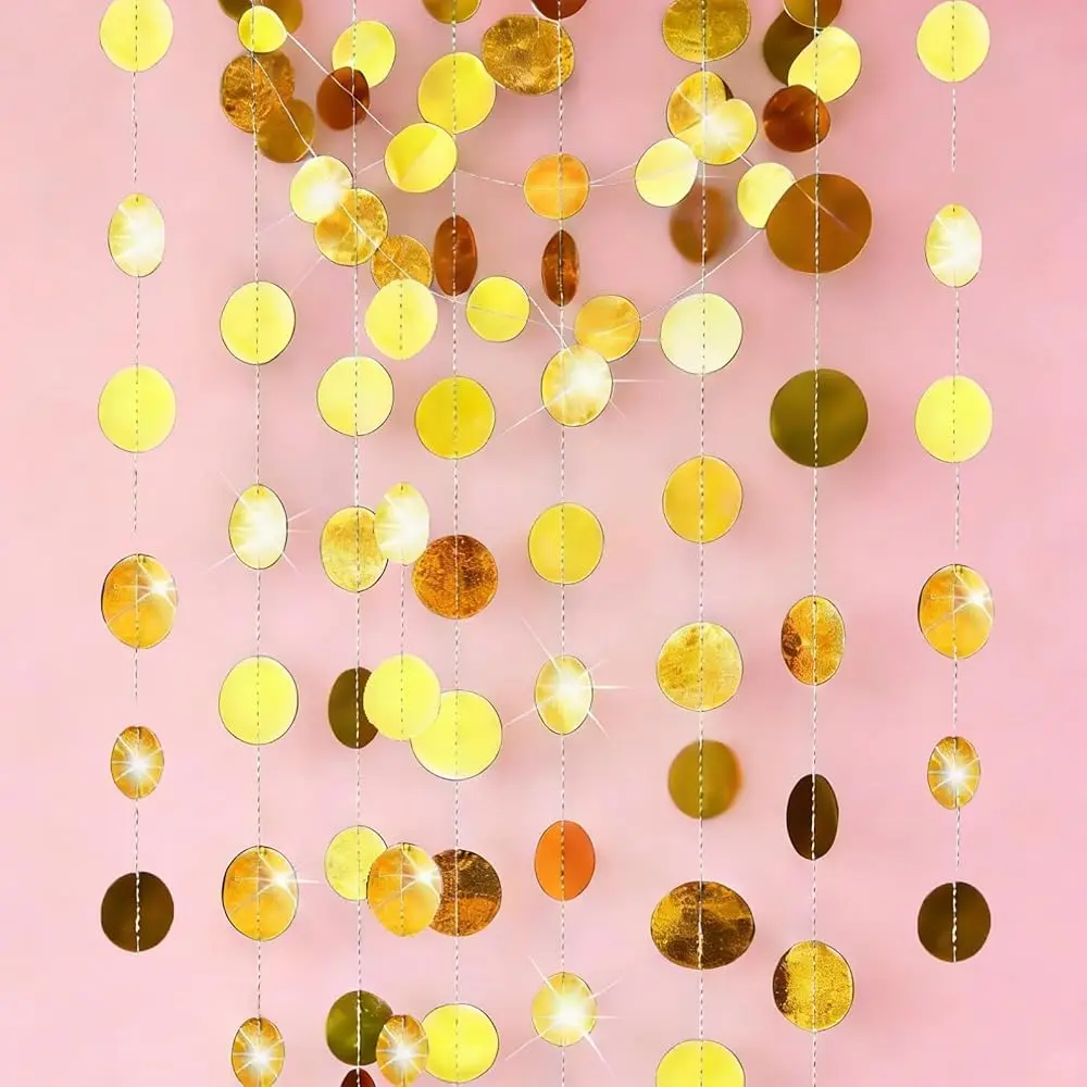 6 Pack  Circle Garland, Each 13ft Shiny Dots Party Streamers  Banner for Wall Backdrop Wedding Birthday Bachelorette Party Decor