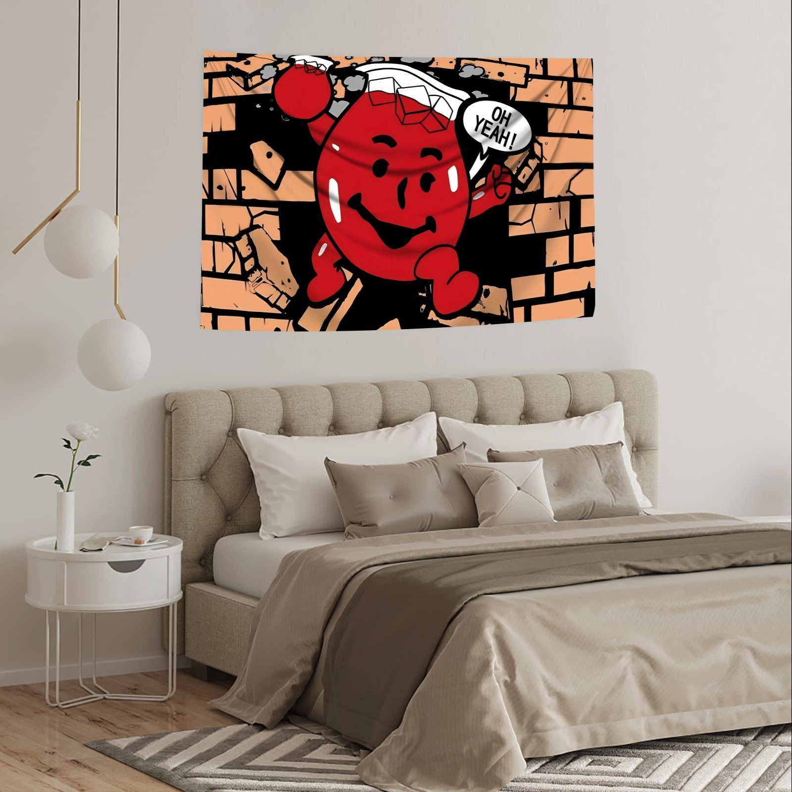 1pc Funny Red Gummy Bear Tapestry Art - Large Wall Hanging with "Oh Yeah!" Design, Vibrant Polyester Fabric, Multiple Sizes (23.6x35.4 Inch) for Bedroom, Living Room, Dorm Decor - Perfect Gift for Gummy Bear Fans, Bear Decor, Home Decoration, Dynamic Artw