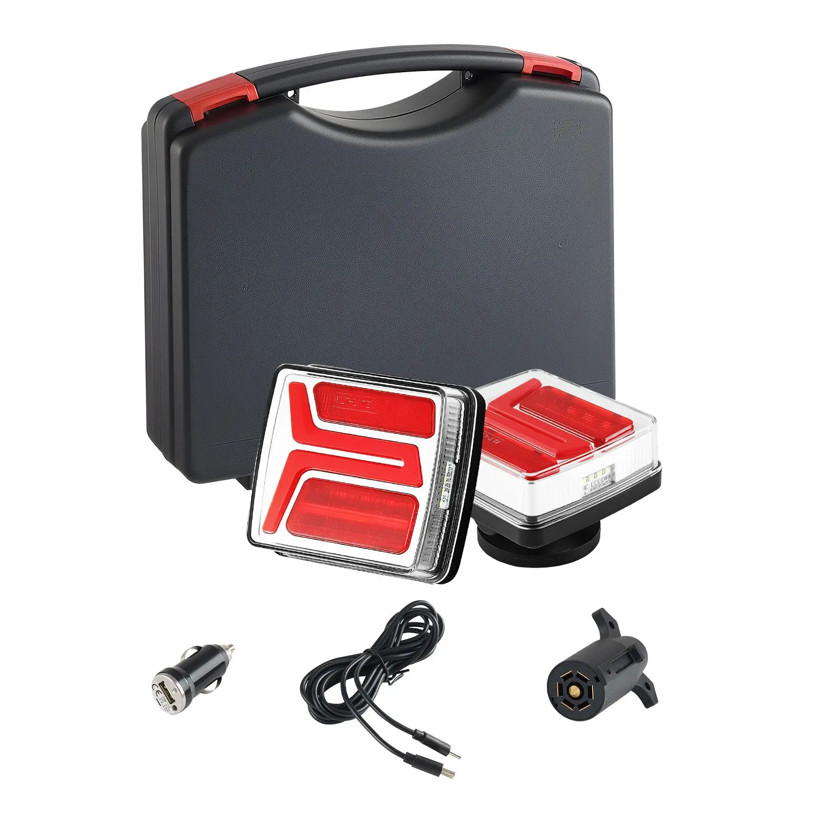 【DealsForYouDays】VEVOR 12V Square Shape LED Magnetic Mount Trailer Tail Lights Kit, 2PCS Wireless Waterproof Kit with Stop Brake Turn License Plate Lamps for Boat Truck Camper