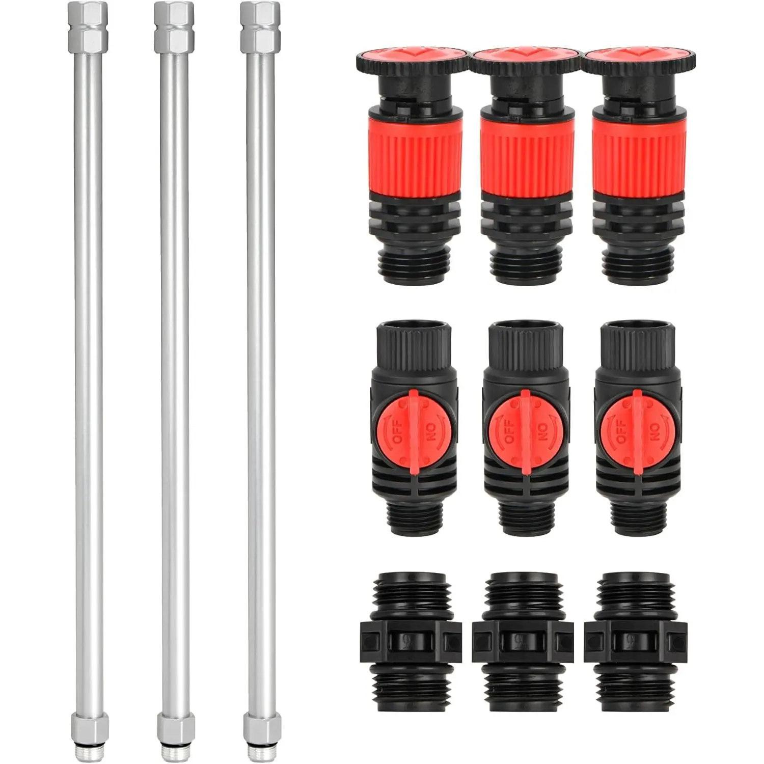 99989 Multi-Adjustable Sprinkler with Metal Extension Set (12 pcs), Connects to Most Standard (1/2 inch) Threaded Lawn and Garden Watering System