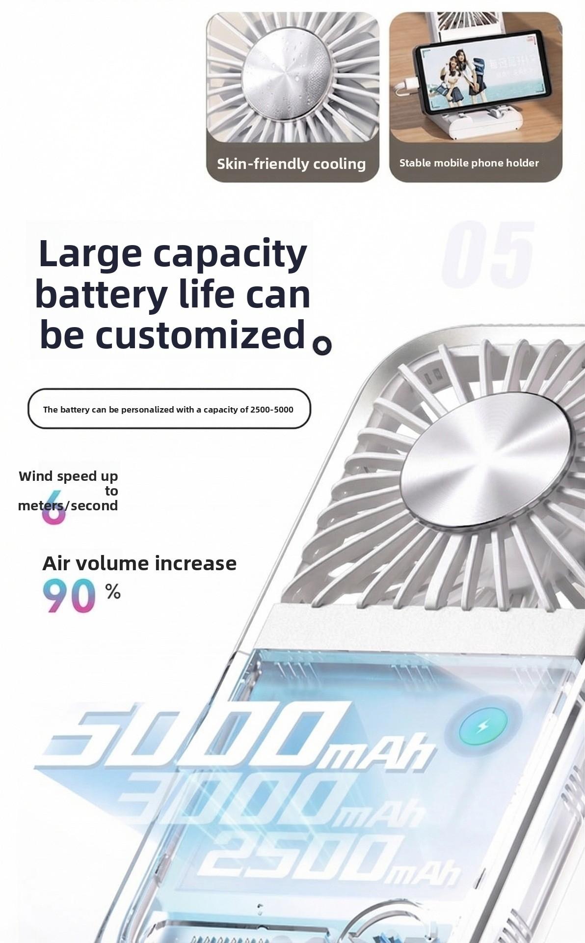 tylish and versatile personal fan with digital display, foldable design, and dual-use for neck hanging or handheld. Built with ice compress cooling technology, USB rechargeable, ultra-portable for outdoor, travel, office and daily use. Low noise, strong w