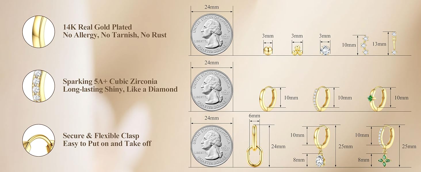 LOYALLOOK 11Pairs Gold Hoop Earrings for Women-Hypoallergenic Surgical Steel Earrings 14K Gold Plated Cartilage Earring Sets for Multiple Piercing Trendy Earring Stacks Flat Back Stud Hoops LOYALLOOK 11Pairs Gold Hoop Earrings for Women-Hypoallergenic Surgical Steel Earrings 14K Gold Plated Cartilage Earring Sets for Multiple Piercing Trendy Earring Stacks Flat Back Stud Hoops