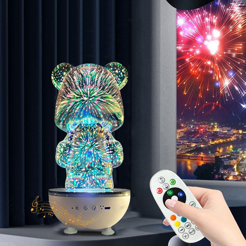 Bear Design Multifunctional Wireless Speaker, USB Rechargeable Portable Speaker with RGB Light Effect, Mini Speaker with 360° Rotation, Suitable for Bedroom Night Lights