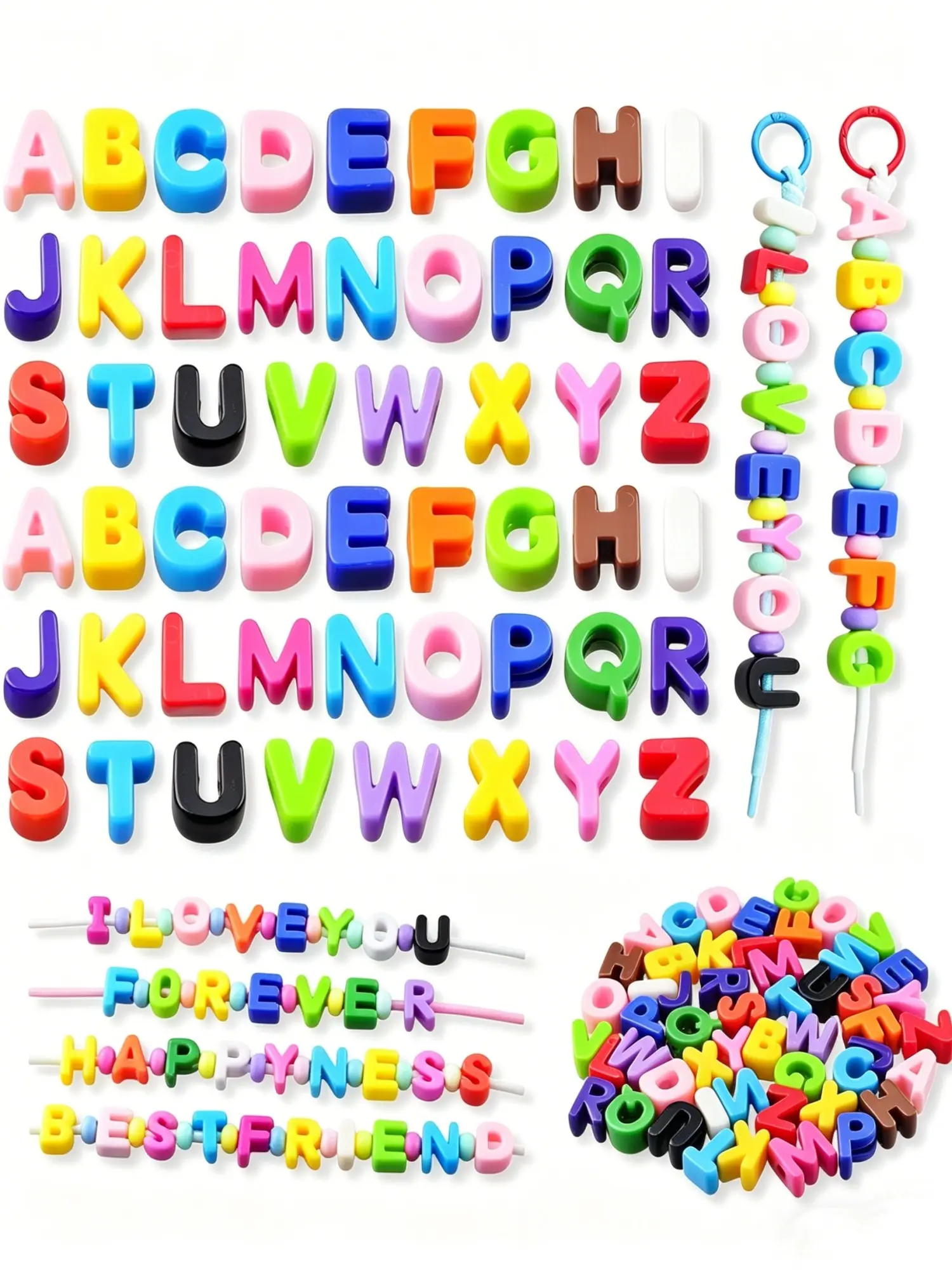 Large Letter Beads 50 Pcs Paracord Beads Acrylic Colorful Bubble Big Alphabet Bead Alphabet Charms Large Hole Chunky Letter Bead for Keychains Bag Charm Kit Phone Chains Bracelets Necklaces Shoelaces Jewelry Making Accessories