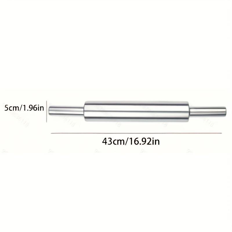 SHAON Stainless steel rolling pin with anti slip handle - professional dough roller - durable manual noodle press | suitable for pizza, cookies, pastries, pasta | easy to clean household baking artifact, Christmas and Halloween gifts