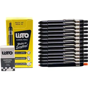 1620/162 Marking Pencils Kit - 12 Black Pencils, 72 Refill Leads - Includes Grease/China/Wax Pencils & Orange Pencil