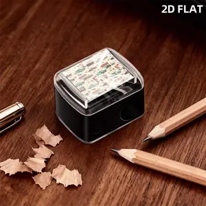 Retro Mid-Century American Drive-In Culture Pattern Pencil Sharpener for Cosmetic Eyeliners & Lip Liners, Black 1 Count, Nostalgic Classic Car Diner Themed Sharpener for Daily Makeup Use