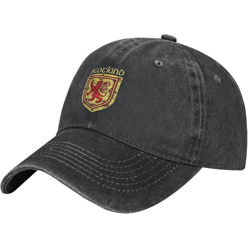 Scottish Flag Rampant Lion Denim Trucker Hat Baseball Cap for Men Or Women Cowboy Black