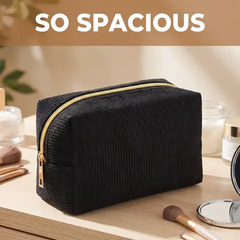 Large Capacity Corduroy Storage Bag, Multifunctional Portable Organizer with College Essentials, Pencil Case, Stationery Box, Travel Toiletry Bag, Makeup Pouch for Office School Use