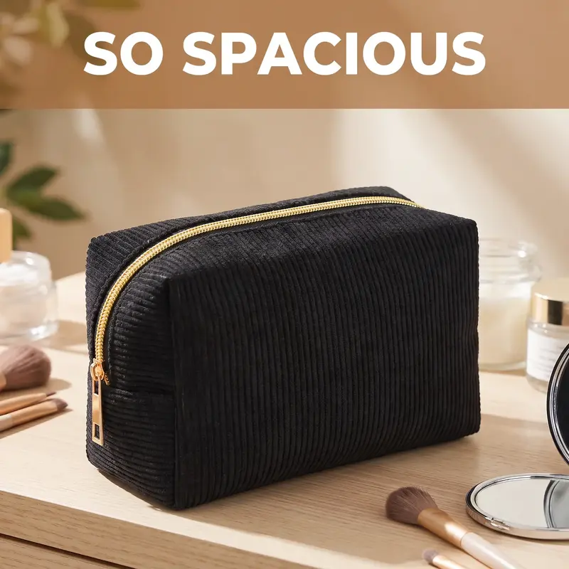 Large Capacity Corduroy Storage Bag, Multifunctional Portable Organizer with College Essentials, Pencil Case, Stationery Box, Travel Toiletry Bag, Makeup Pouch for Office School Use