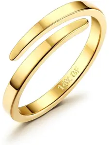 14K Gold Filled Rings for Women Non Tarnish Gold Band Stackable Thumb Rings Open Twist Adjustable Ring Size 9
