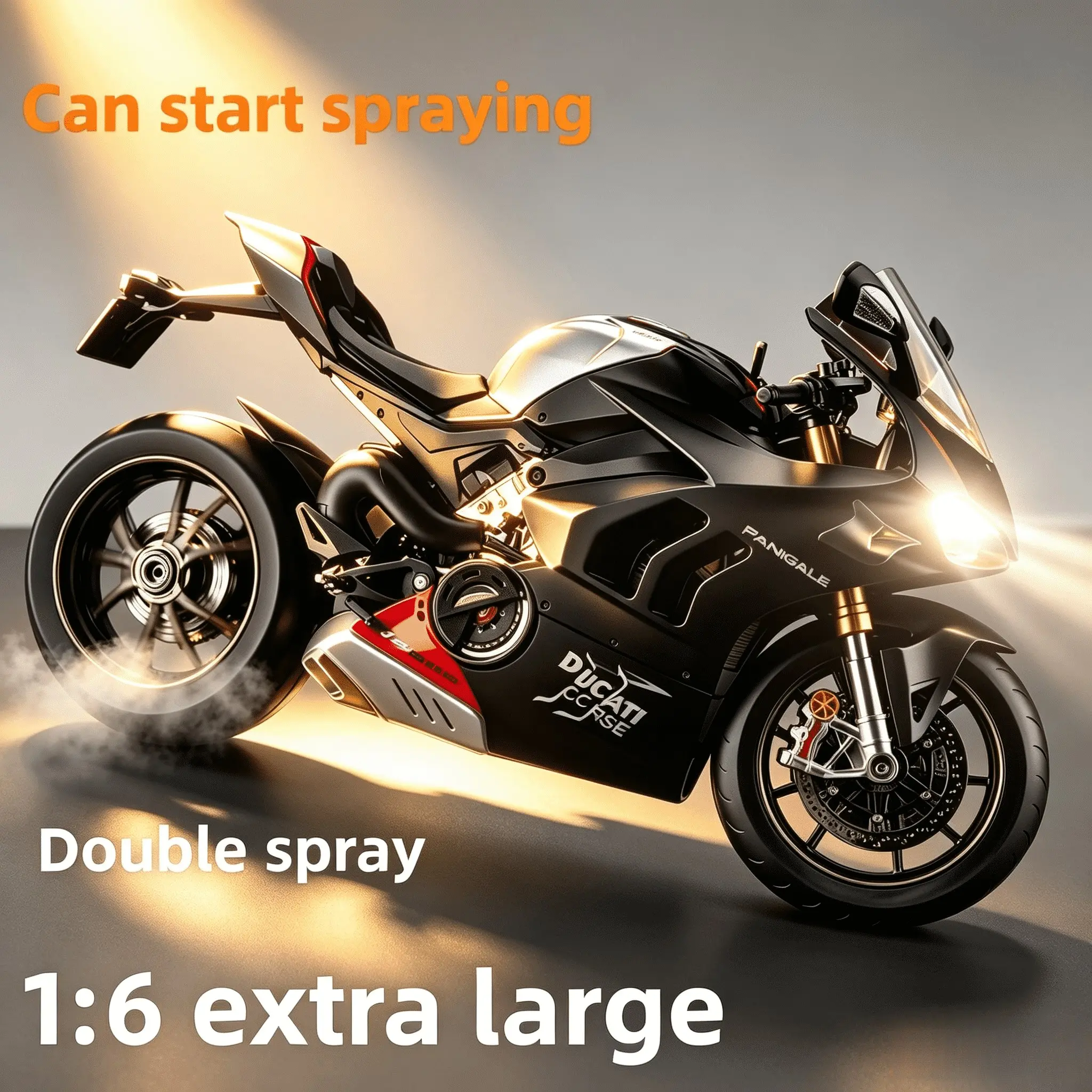 Dynamic Alloy Cast Motorcycle Model, Dual Trigger Spray Smoke Key Start, Front Rear Lights, Steering Wheel, Parking Stand, Gift for Men