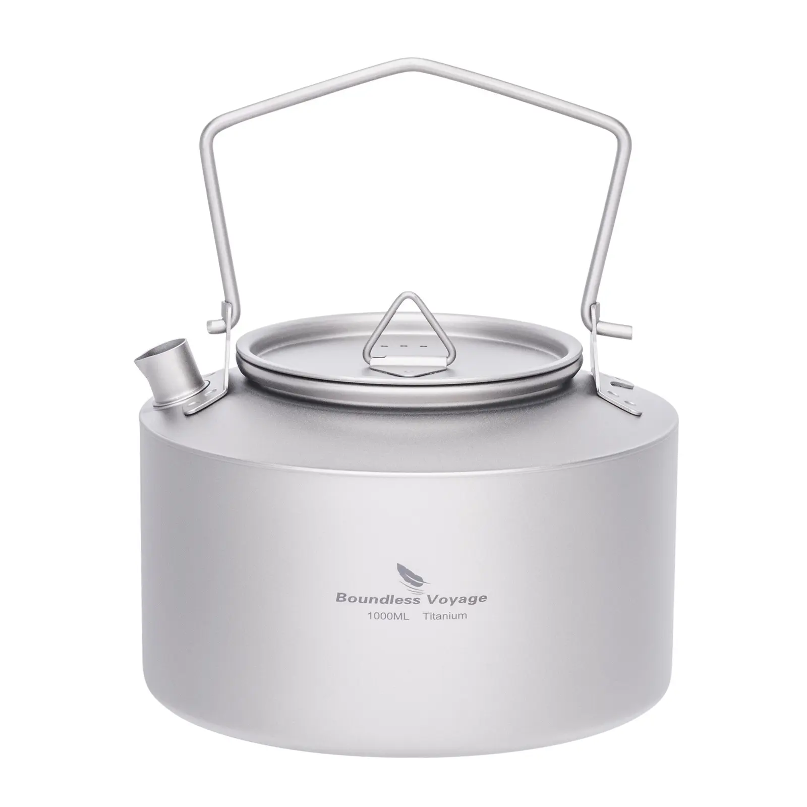 Boundless Voyage Titanium Kettle with Foldable Handle, Outdoor Camping Picnic Ultra-Light Tea Water Pot,  1L