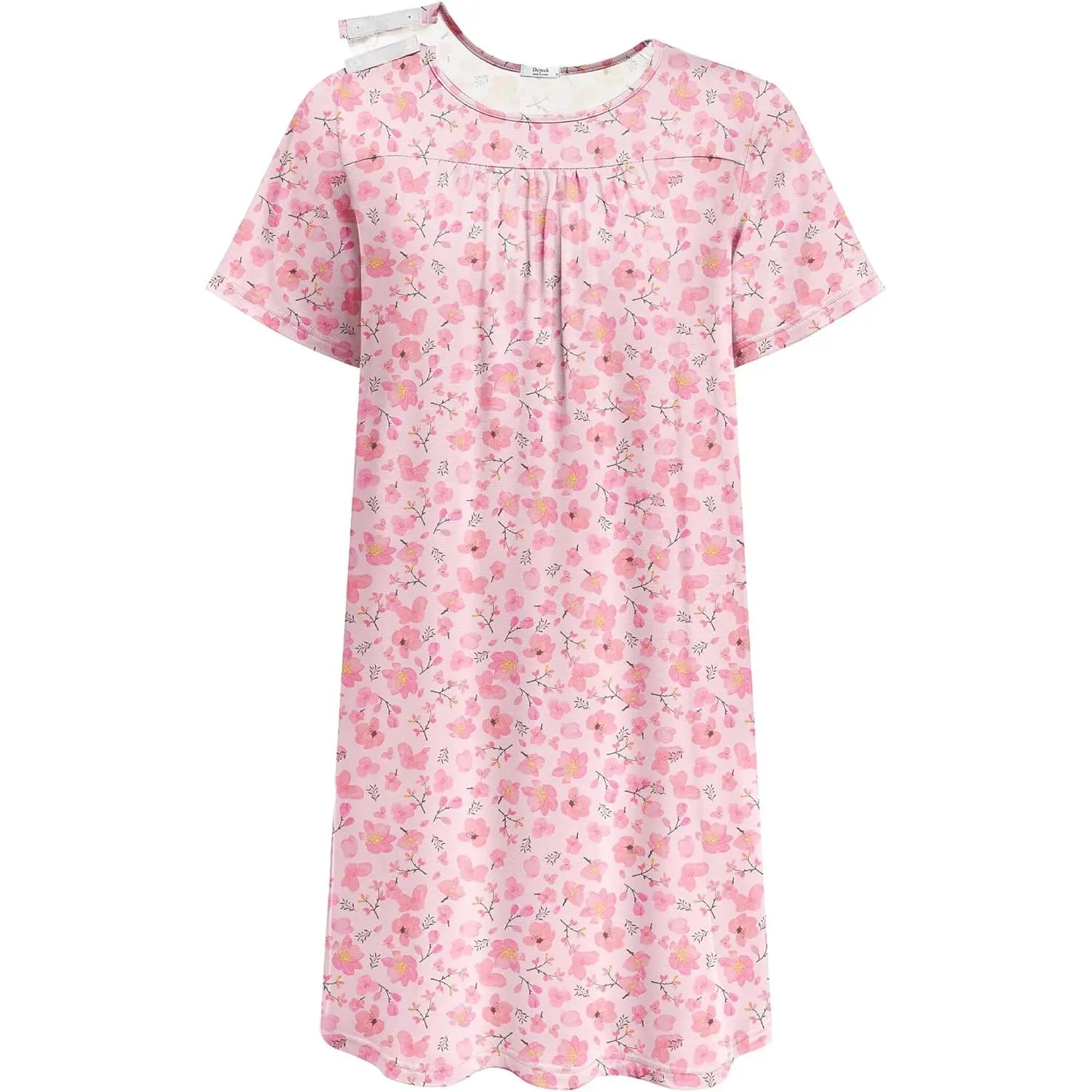 Hospital Gowns for Women Tear Away Snap Open Back Dress Post Shoulder Surgery Dresses Soft Adaptive Clothing Nightgown