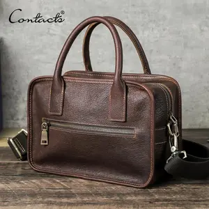 CONTACT'S Genuine Leather Men Tote Bags Sling Shoulder Bags Crossbody Bag Luxury Designer Handbags Men's Bag for 8.3 iPad Mini
