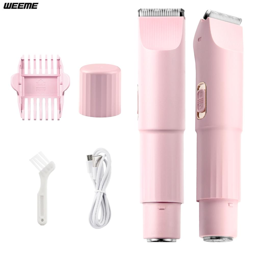 Weeme Women's Dual Head Trimmer, Bikini & Body Hair Clipper, USB Rechargeable, Precision Grooming Tool, Ideal Gift for Her, Cordless Rechargeable Trimmer