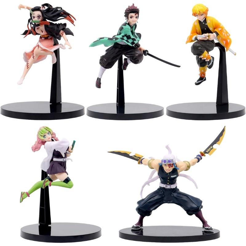 Anime Demon Slayer Kamado Tanjirou Zenitsu Figure Toys Kimetsu no Yaiba Nezuko Kamado Uzui Tengen PVC Figurine Model Dolls Gifts