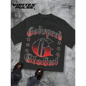 VortexPulse Streetwear Y2K Style Men's T-Shirt 100 Cotton Printed Pattern Cotton T-Shirt Godspeed  Fire Scene Urban Art Graffiti Inspired  Unisex Cotton T-Shirt