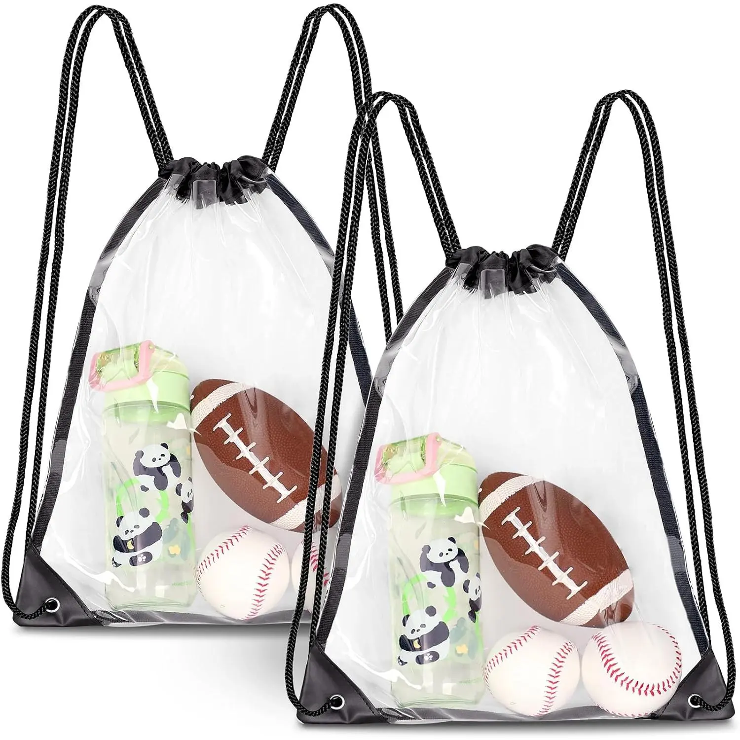2Pack Clear Drawstring Backpack ,12×12 Small Clear Drawstring Bags for Stadium Events, Work, Festivals and Sporting Events, Black