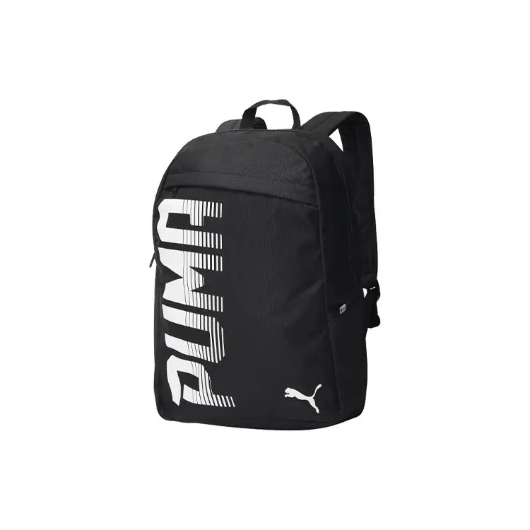 Puma Printed Logo Student Backpack – Large-Capacity Fabric Backpack for Men and Women, Classic Black