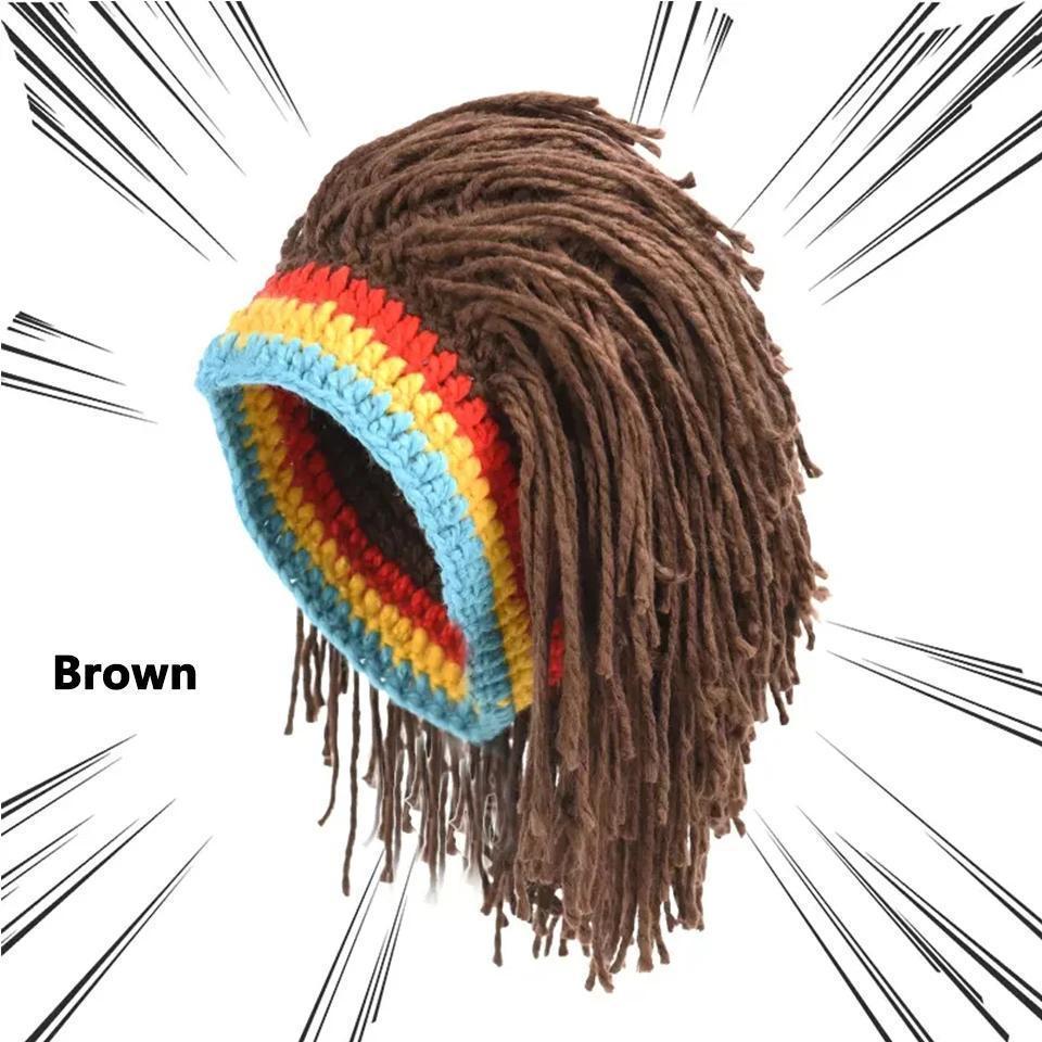 Unisex Synthetic False Braid Dreadlock Wig Beanie Caps Handmade Crochet Hat Gorro Rasta Jamaica African Party Hip Hop Dance Hat