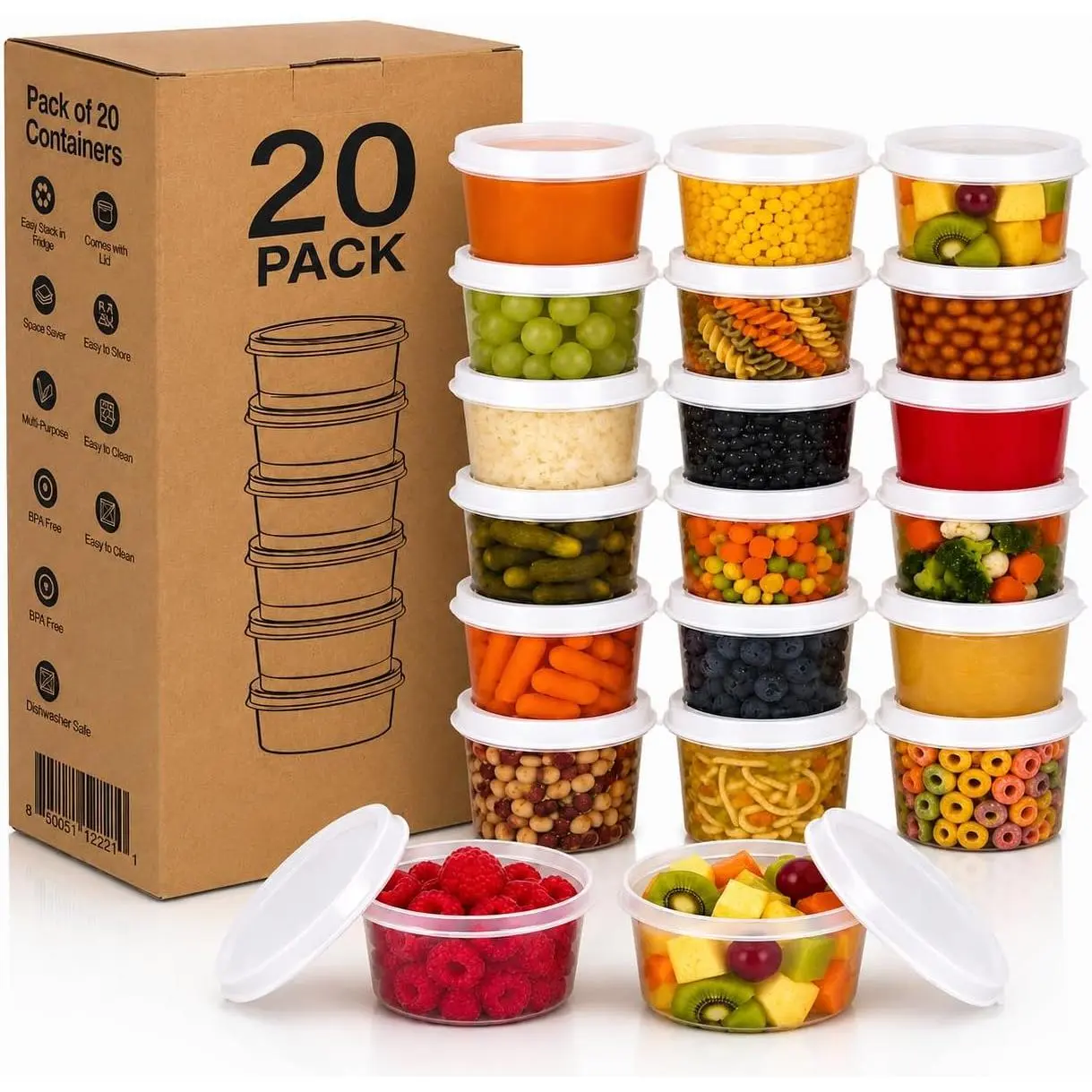 Small  Storage Containers - 20 count | Plastic  Containers with  | Deli Containers | Meal Prep Container | Pantry, Fridge, Kitchen Organization | Cereal, Spices, Snack Containers