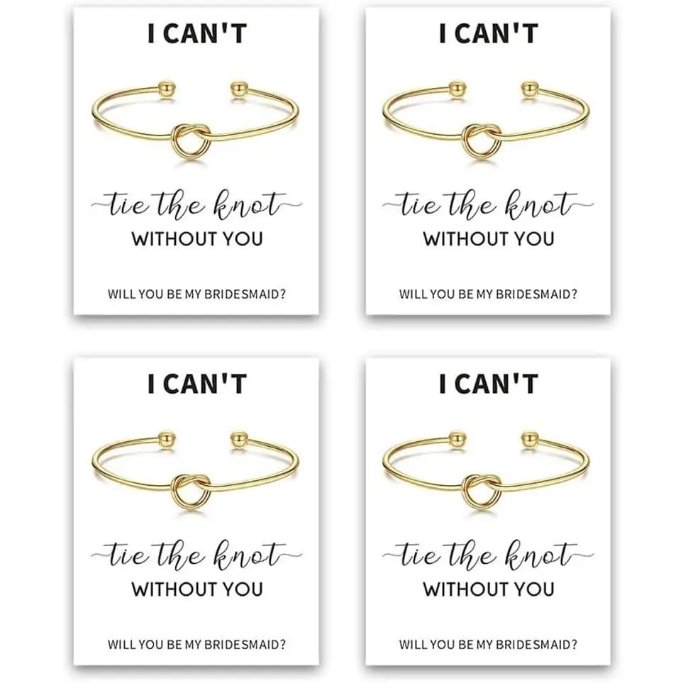 Bridesmaid Bracelet  Love Knot Bracelets Bridesmaid Gifts with a Card I Can't Tie the Knots without You Wedding