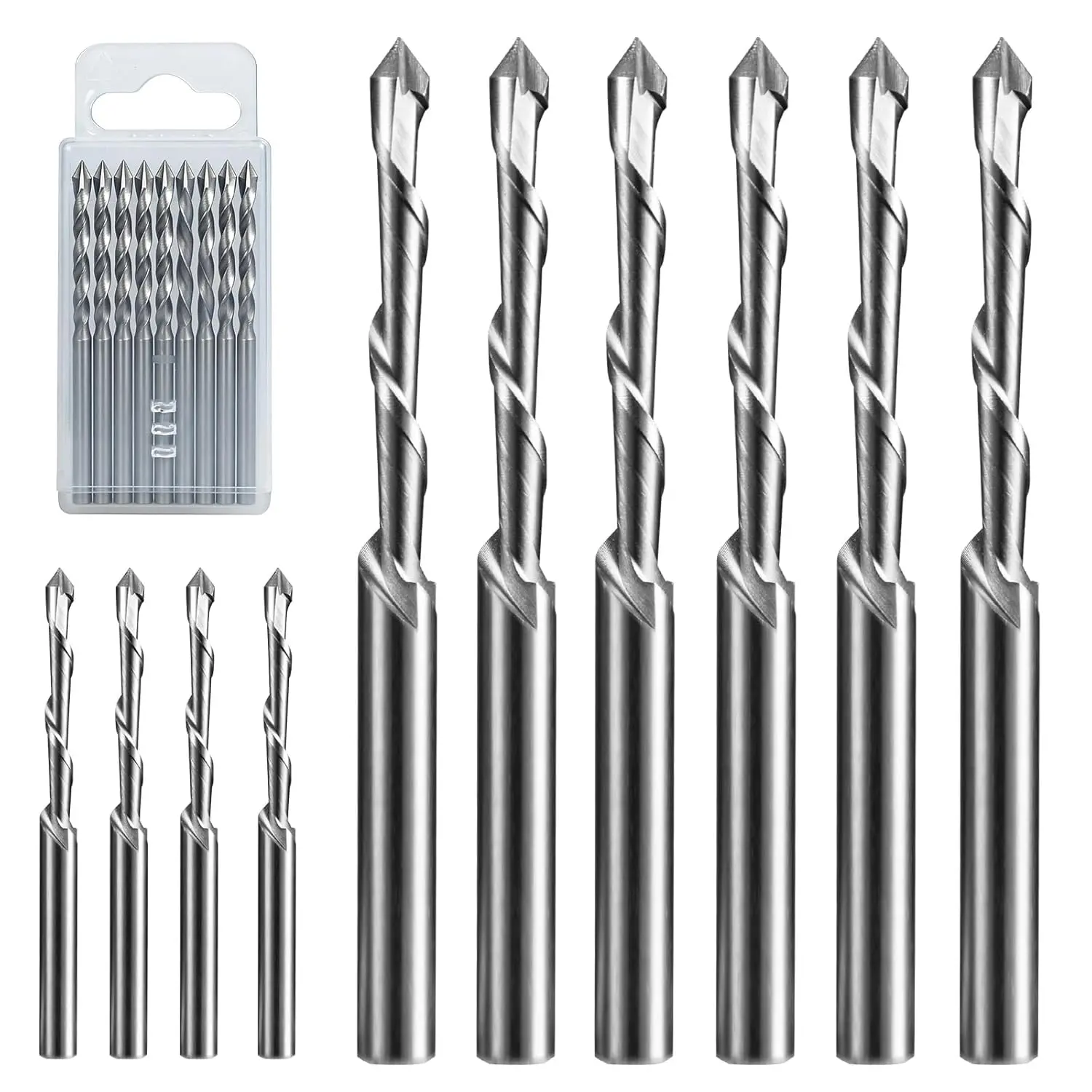 10-Piece 3/16-Inch Spiral Bits Set Pack, High-Speed Cutting Bit Kit with Guide Point for Cutout Tool, Ideal for DIY Users