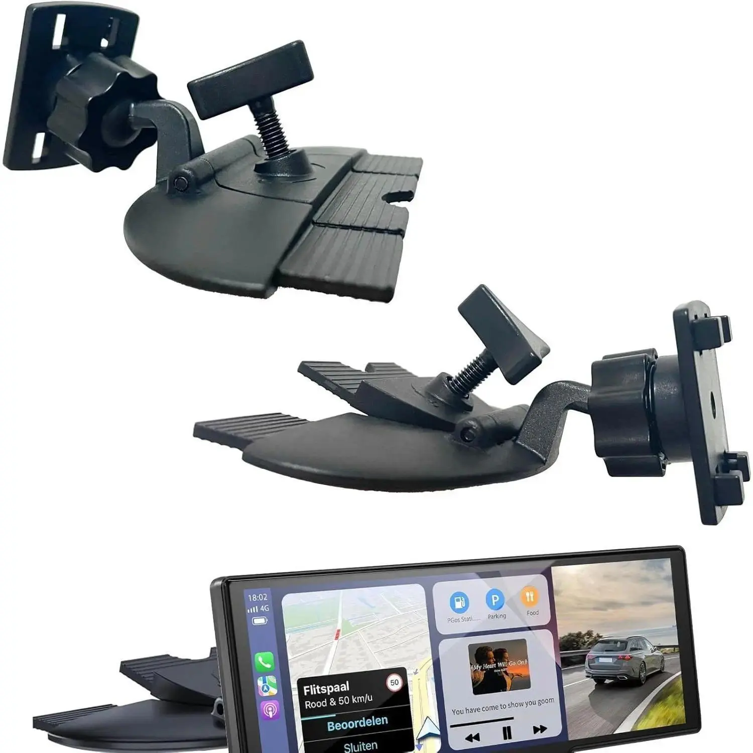 CD Slot Mount for Carplay Screen, Car Holder, Secure 4-Button Lock, 360° Rotation, Easy Installation, Durable Design, Perfect Fit for Your Device