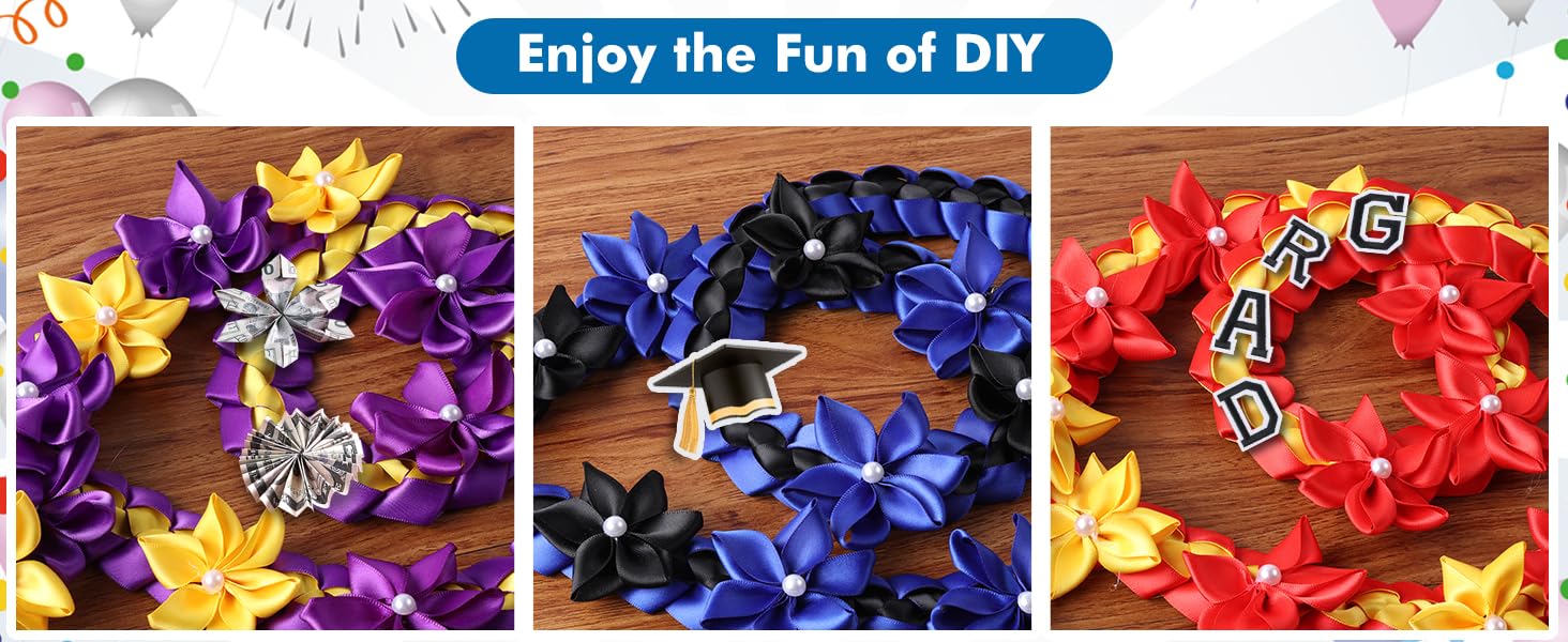 Graduation Flower Lei Hawaiian Floral Necklace for Graduation Ceremony Graduation money lei Gift for Women Men
