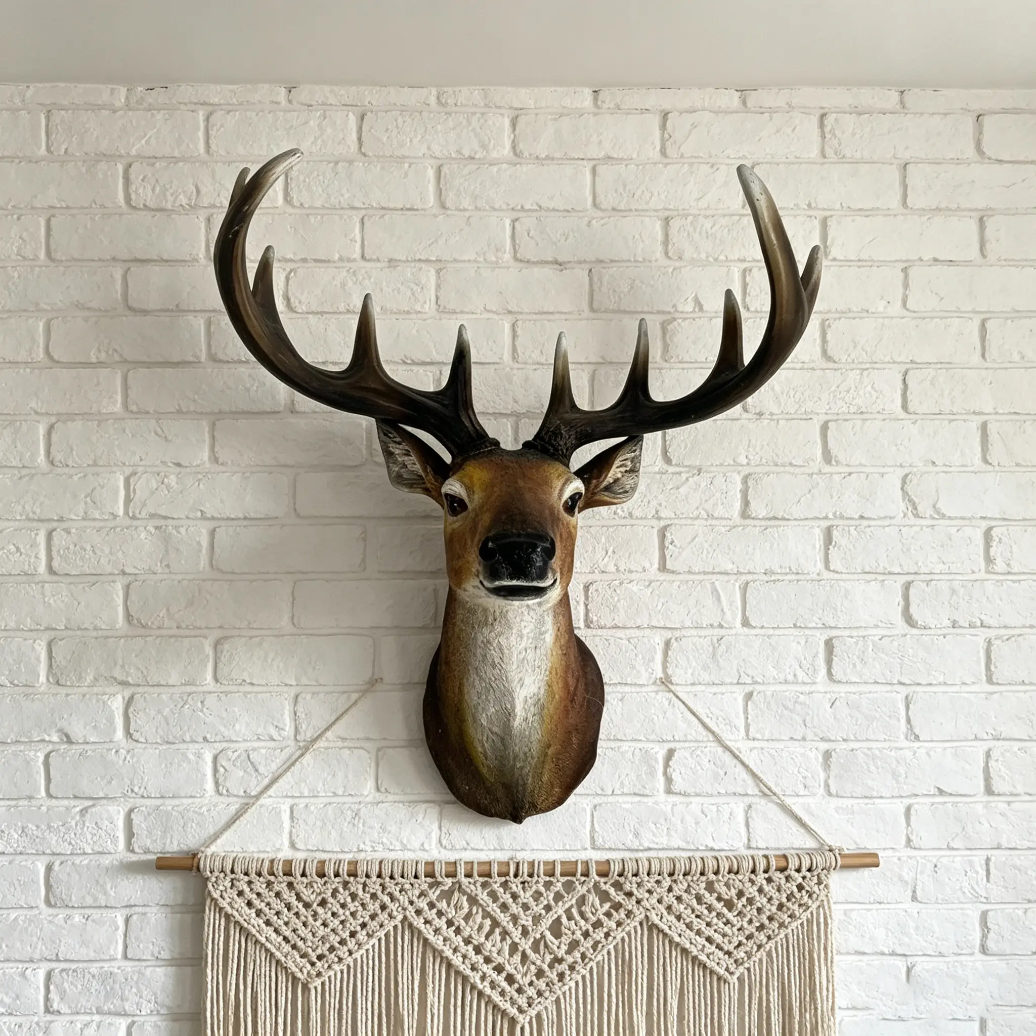 Nokaa Resin Stag Head Wall Mount – Lifelike Deer Bust with Antlers for Cabin, Lodge & Farmhouse Decor, Brown, Small 18-24in Size