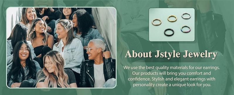 Jstyle 5Pcs 316L Surgical Steel Septum Rings Nose Rings Hoop 16G 18G 20G Hinged Clicker Hoop Nose Rings for Women Cartilage Hoop Earring Lip Helix Rook Tragus Conch Septum Nose Piercing Jewelry