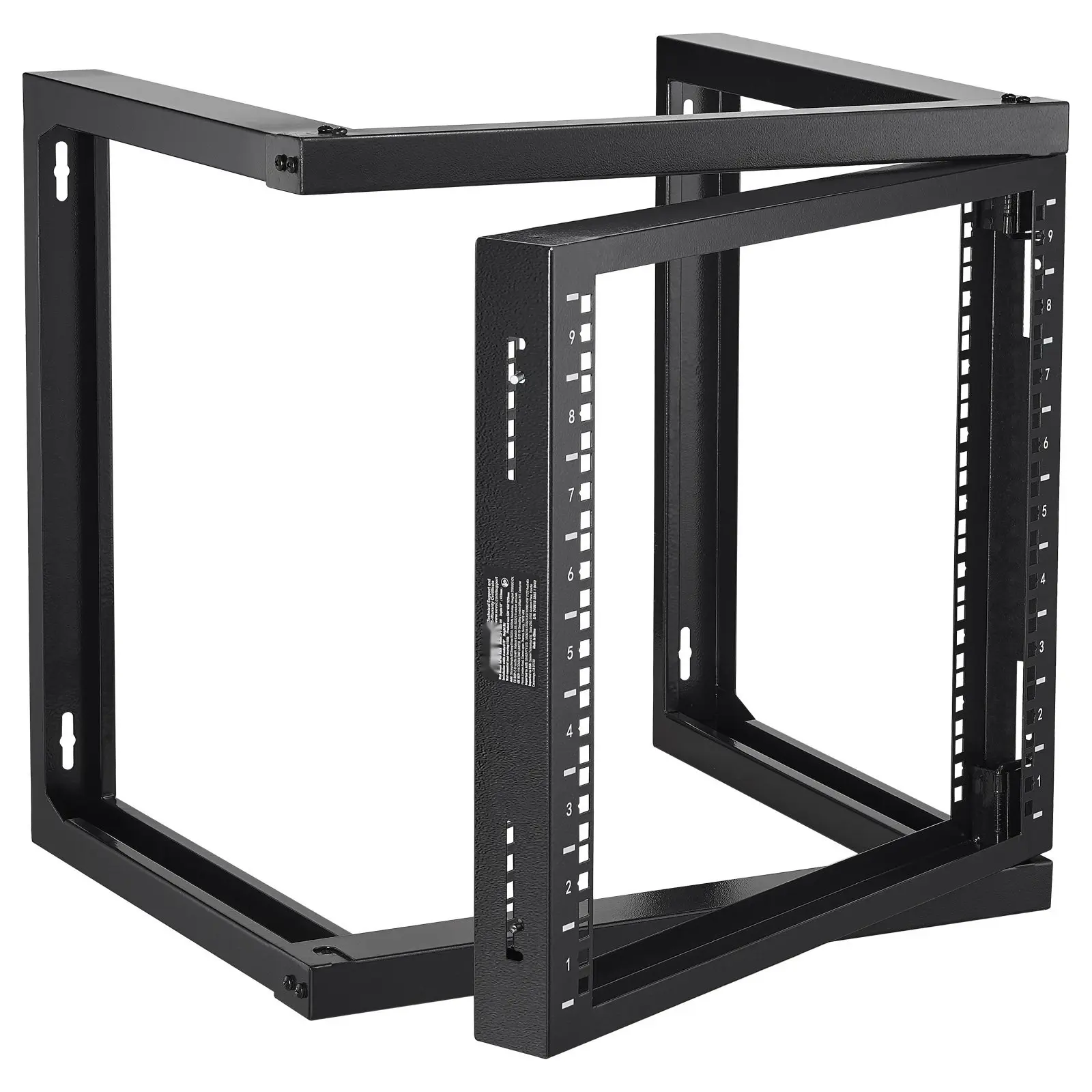 9U Wall Mount Rack Open Frame Server Network Cabinet Black, 150 Lbs / 68.04 Kg Capacity, Heavy Duty 19-Inch EIA Standard Rack, Cable Management, Ventilated Steel, Ideal for Data Center, Server Room, Network Equipment