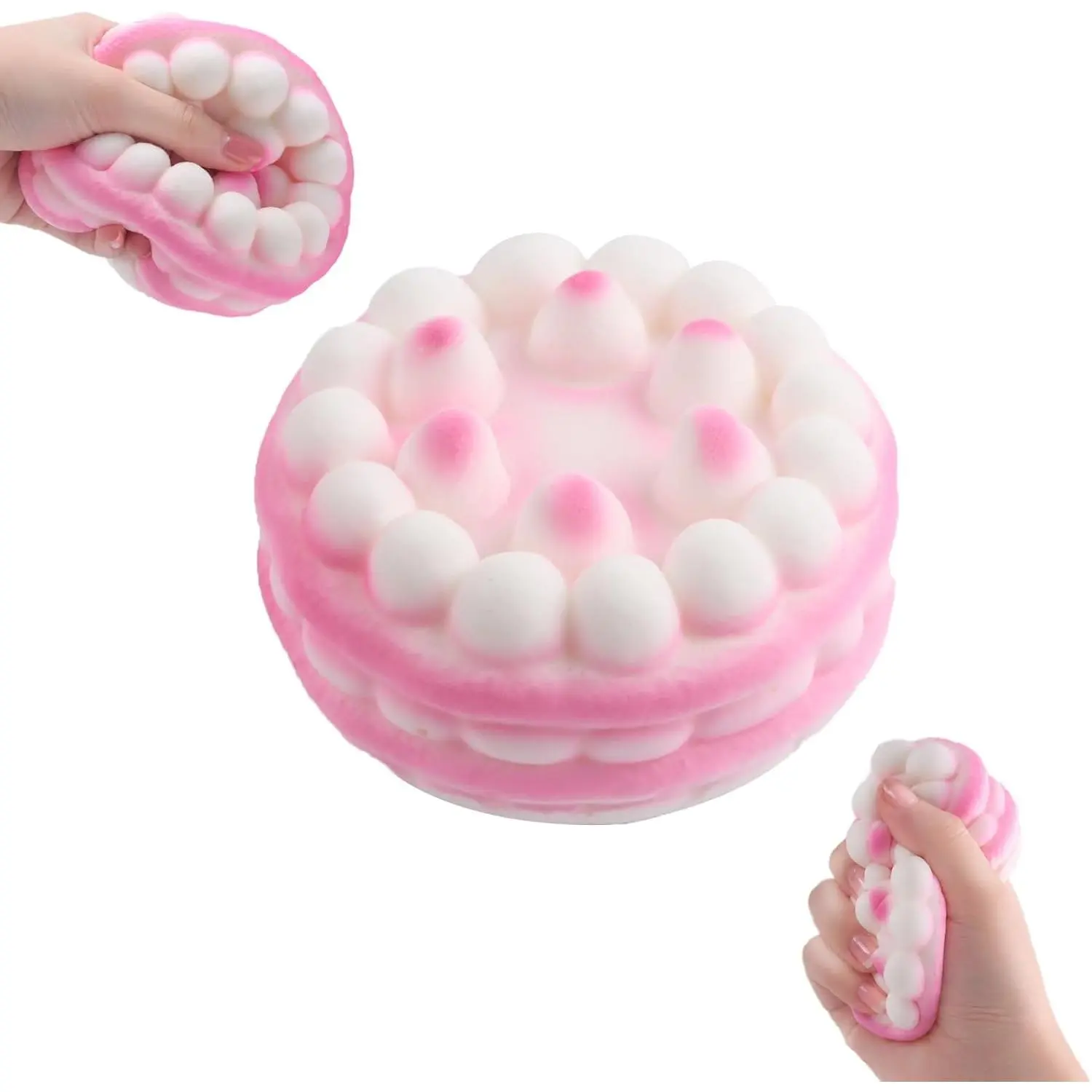 Anboor 4.3" Pink Strawberry Cake Squishies Toys - Slow-Rising, Scented, Kawaii Stress Relief Fidget Toys for Kids, Autism Birthday Gifts