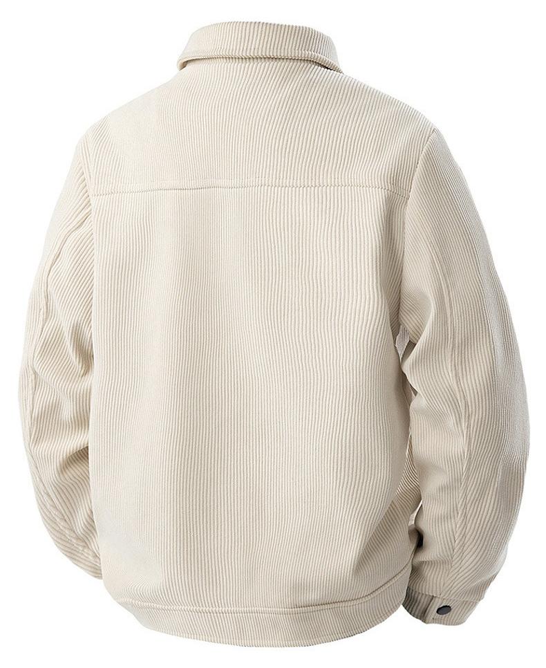 BIGWIG autumn and winter men's corduroy jacket, lapel work jacket, men's warm jacket, men's coat, easy to care for, solid color design, autumn layering items, full zip quilted lining, casual loose warm, vintage wool coat