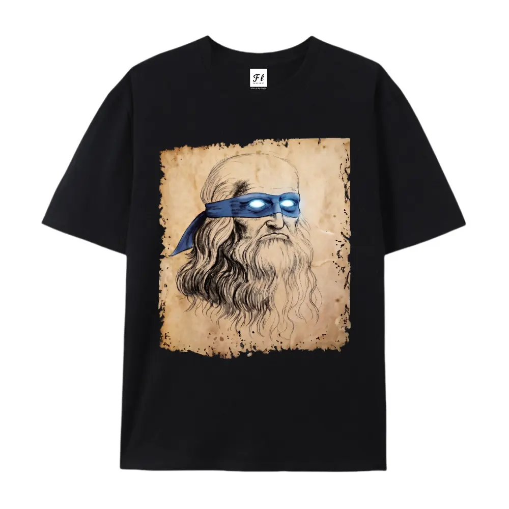 Men's Leonardo Renaissance Parody Tshirt - Funny Da Vinci Art Humor Graphic shirts , Breathable Fabric, Short-Sleeve Crewneck, Casual Loose-Fit Retro Parchment Sketch Top for Artists | Menswear